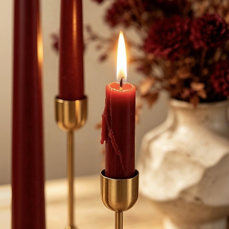 Бордовые конические свечи, дли – обзор и цена Silk Candle